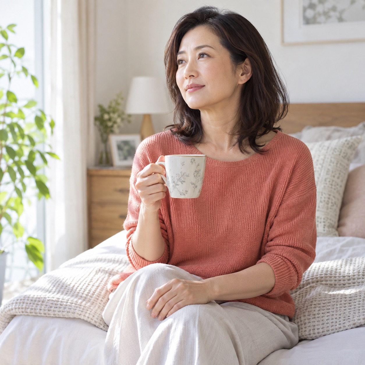 更年期前後の変化を考える女性の生成イメージ